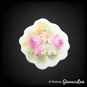 Porcelain Floral Brooch Pendant Hand Cut From Vintage China